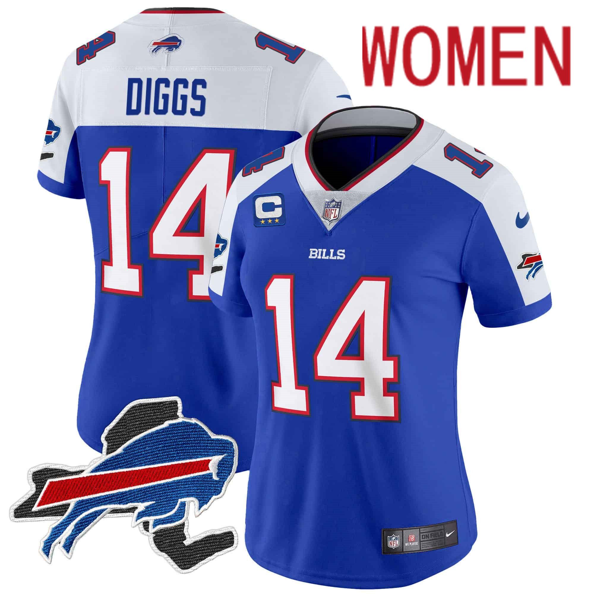 Women Buffalo Bills #14 Diggs Blue 2024 Nike Patch Vapor Limited NFL Jersey->women nfl jersey->Women Jersey